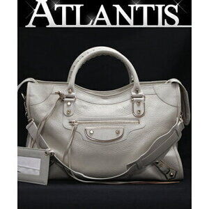 Balenciaga City Handbag Off White Leather GG